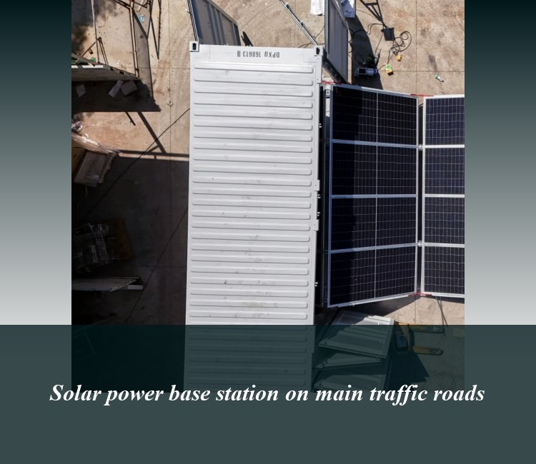 Solar power base station on main traffic roads