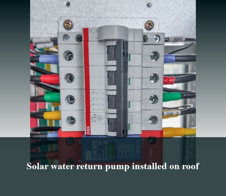 Solar water return pump installed on roof